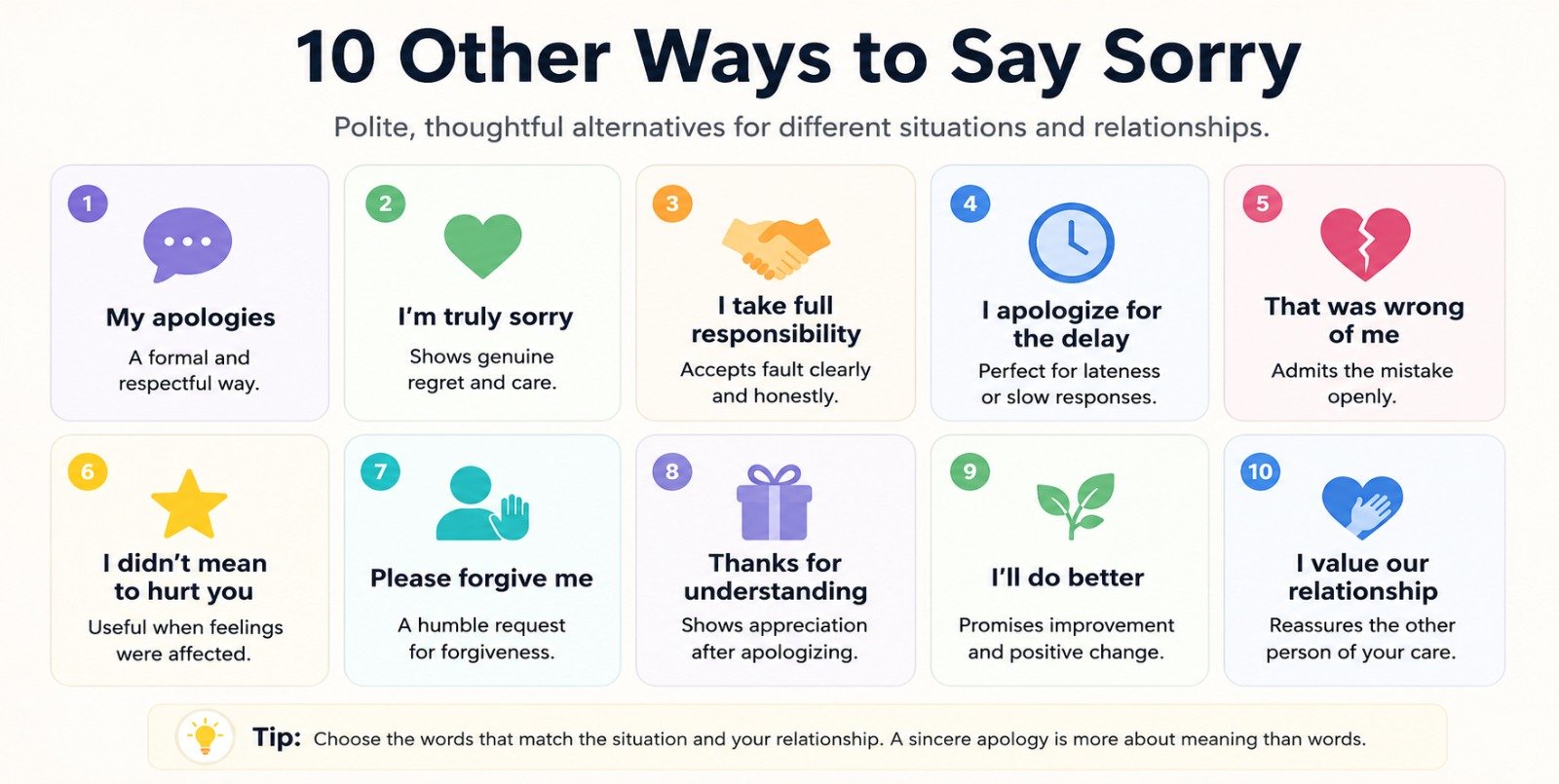 Other Ways to Say Sorry