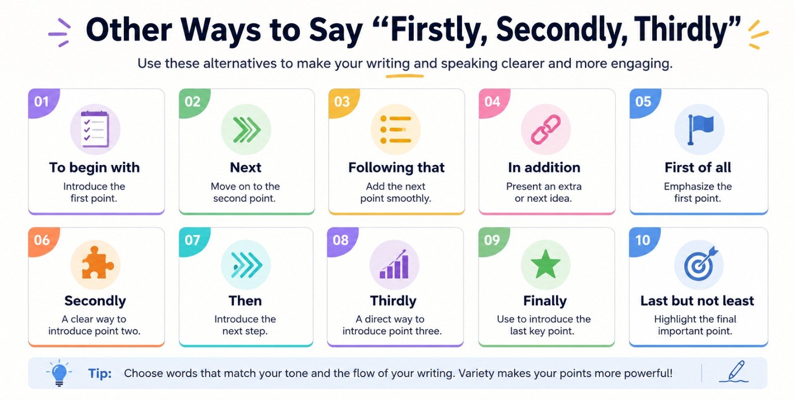 Other Ways to Say Firstly, Secondly, Thirdly