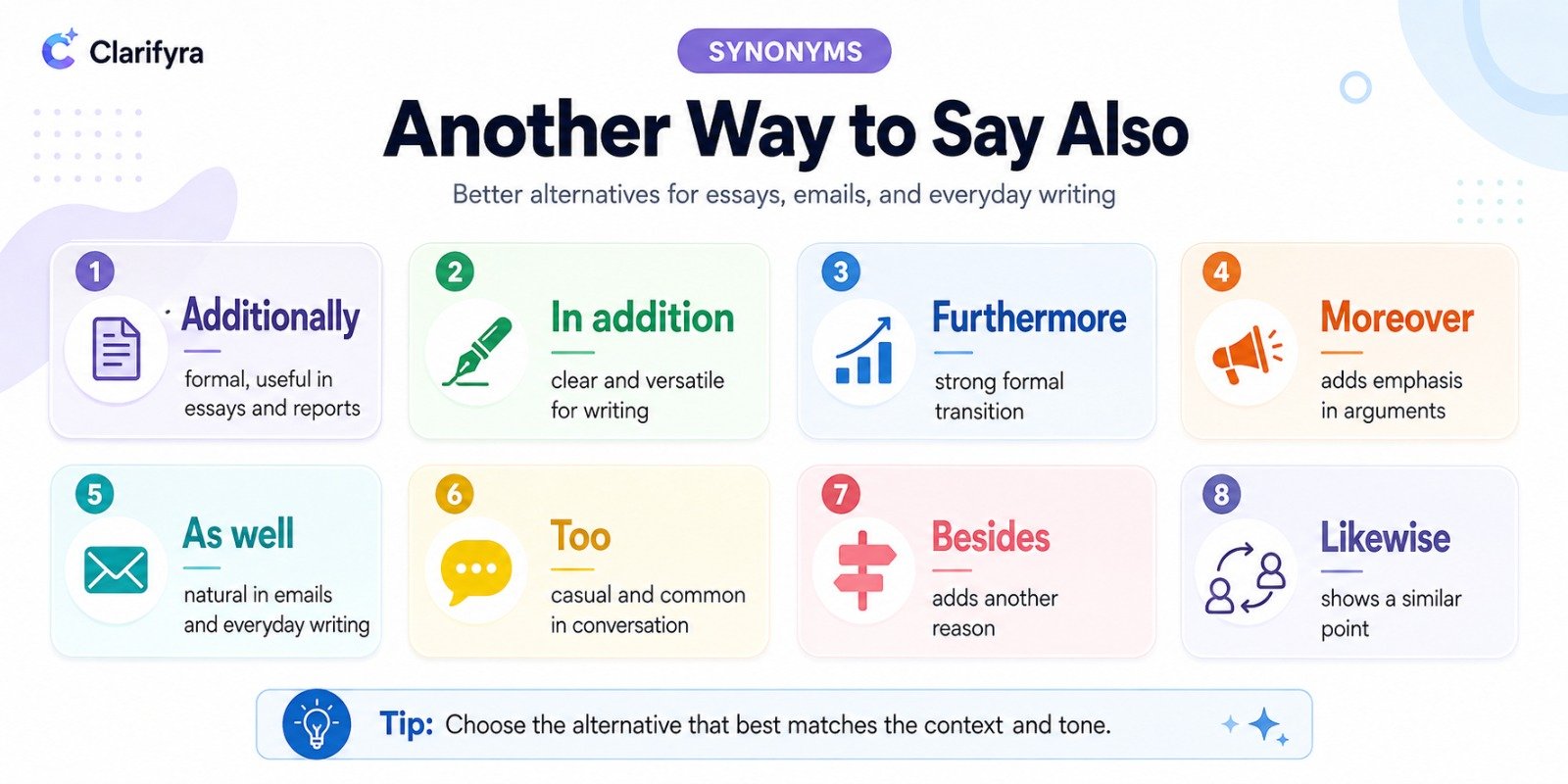 Another Way to Say Also