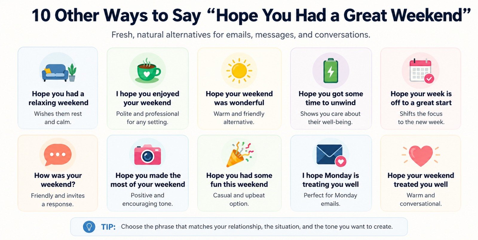 Other Ways to Say Hope You Had a Great Weekend