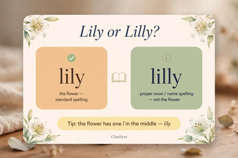 Lily or Lilly? — the flower vs the name spelling infographic