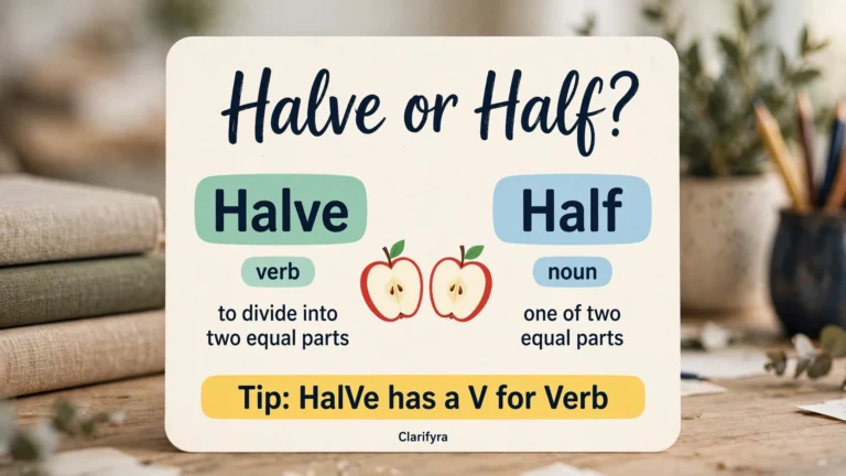 Halve or half difference — halve is the verb, half is the noun
