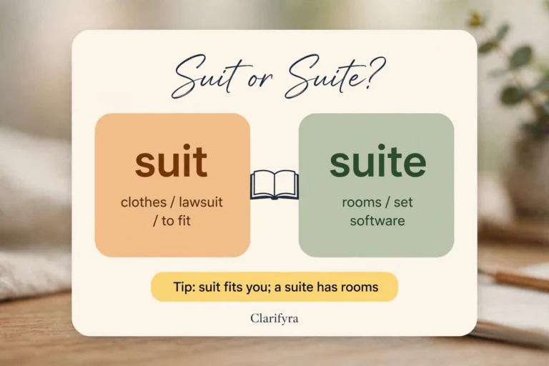 Suit or suite? — clothing vs rooms meaning infographic