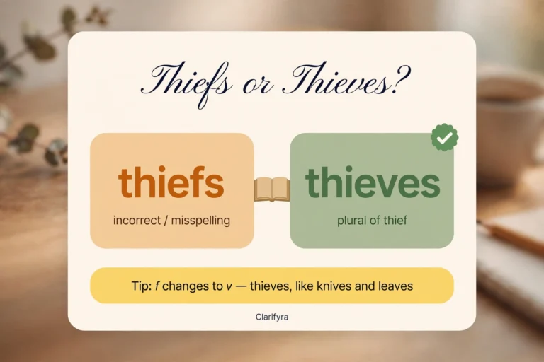Thiefs or thieves? — plural of thief spelling infographic