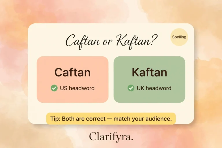 Caftan or kaftan? — variant spelling infographic