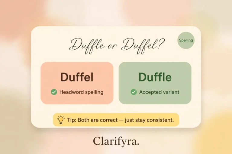 Duffle or duffel? — variant spelling infographic