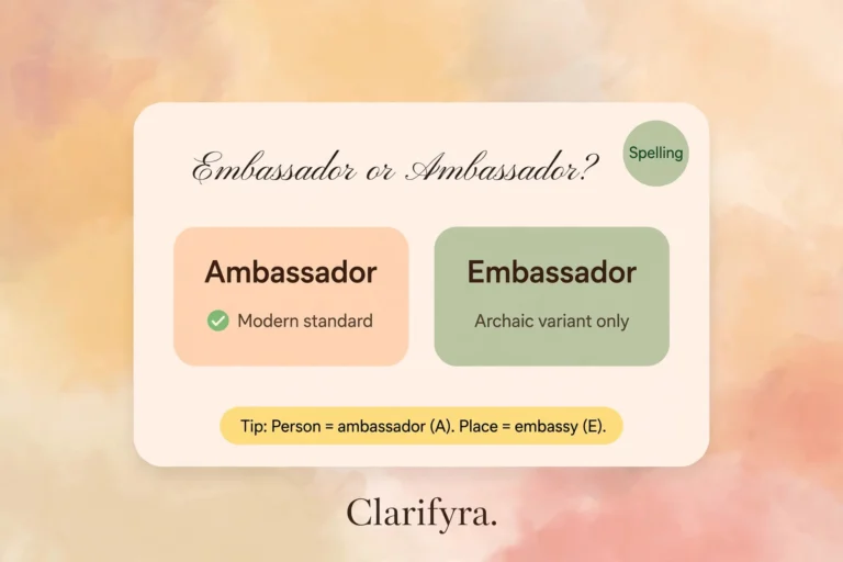 Embassador or ambassador? — correct spelling infographic