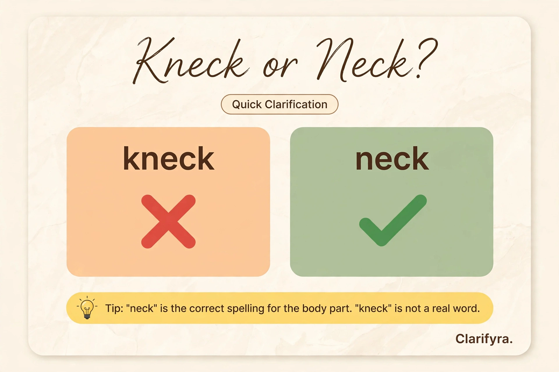 Kneck or neck? — correct spelling infographic
