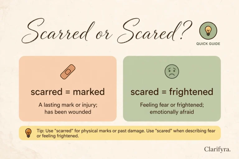 Scarred or scared? — spelling difference infographic