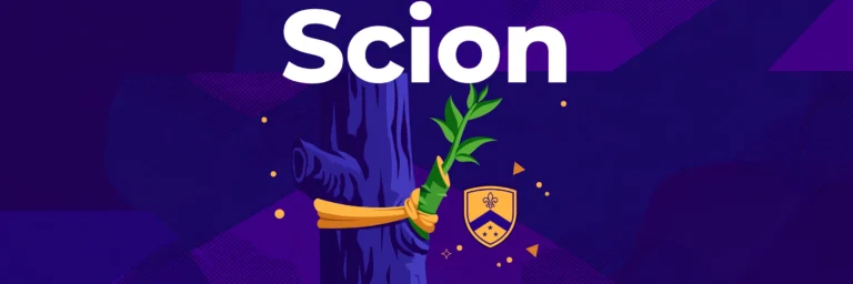 Scion — meaning a descendant of a notable family and a grafted shoot, featured illustration