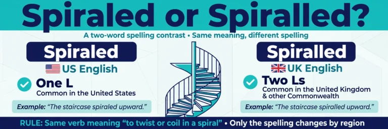 Spiraled or spiralled? — variant spelling infographic