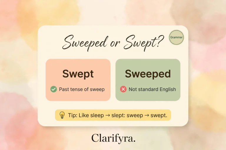 Sweeped or swept? — past tense spelling infographic