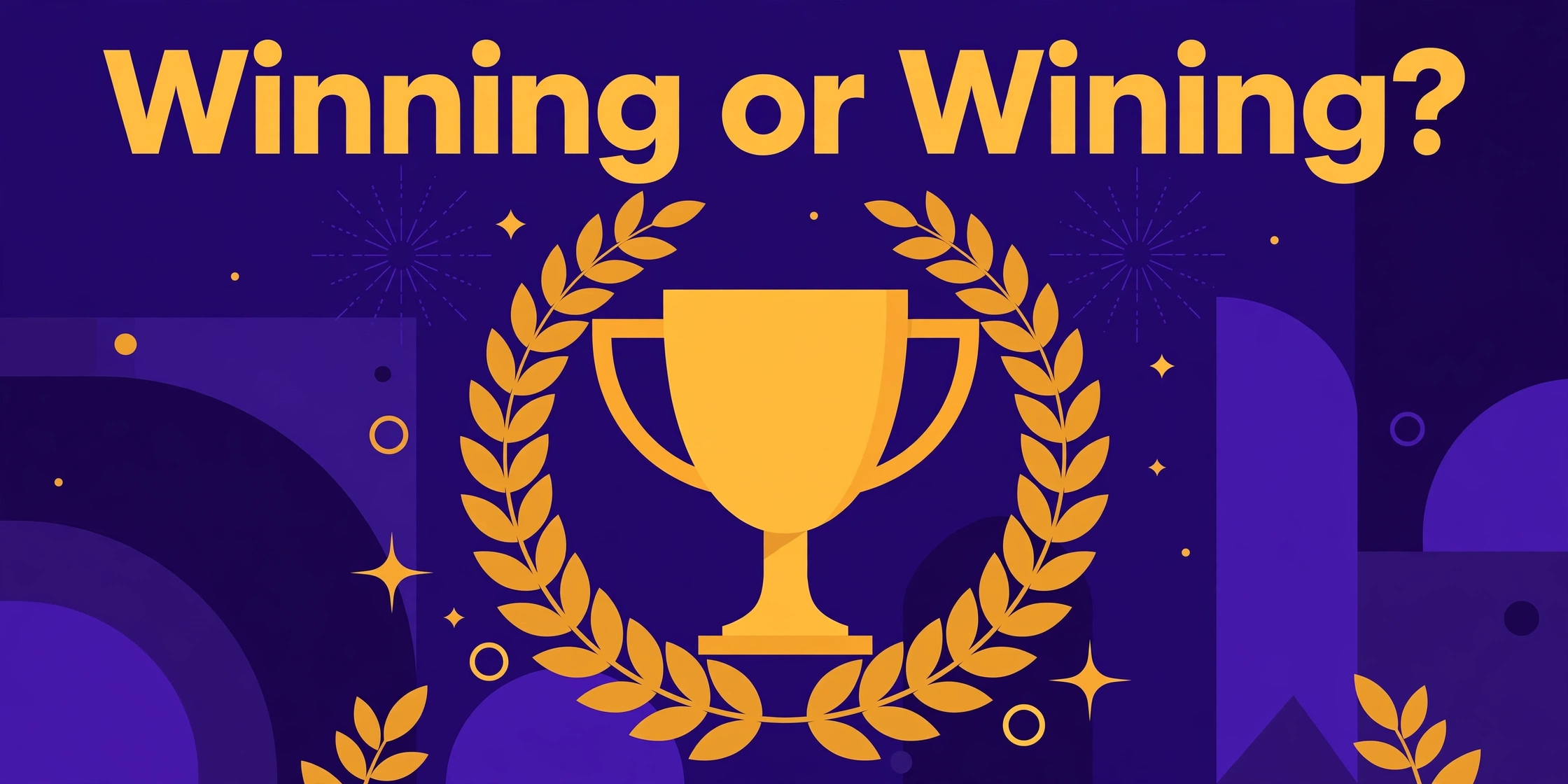 Winning or wining spelling – gold trophy and laurel for winning with double n vs wining for wine, Clarifyra featured image